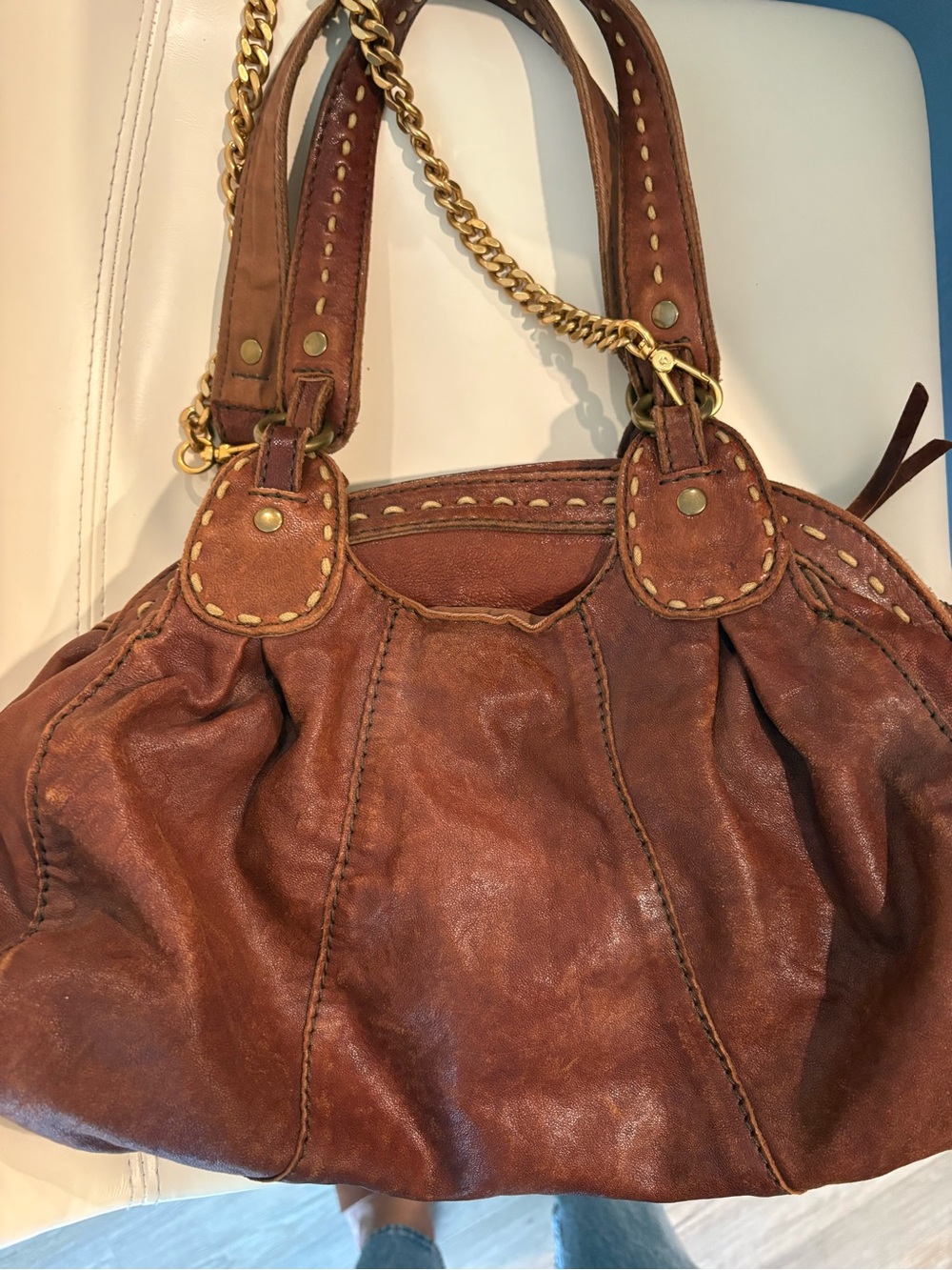 Vintage Lucky Lamb Leather Abby Hobo Bag  100% Italian